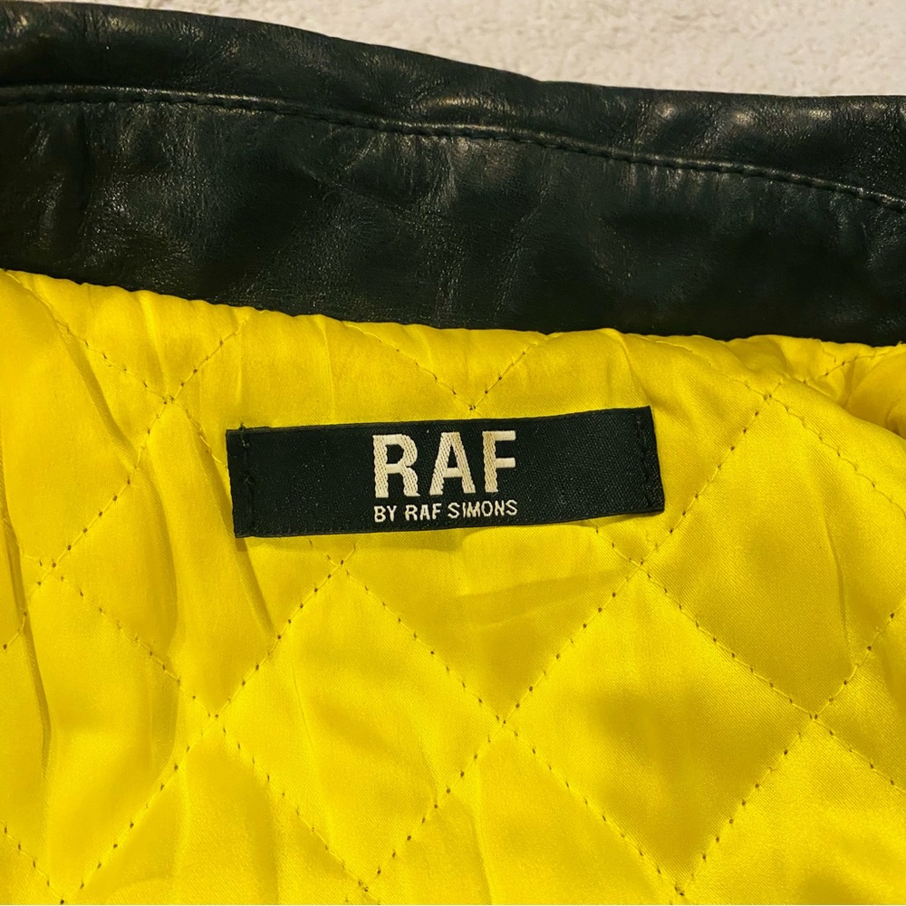 2006 RAF by Raf Simons Italy Black Perfecto Leather Rider Jacket Size 46 - Picture 4 of 7